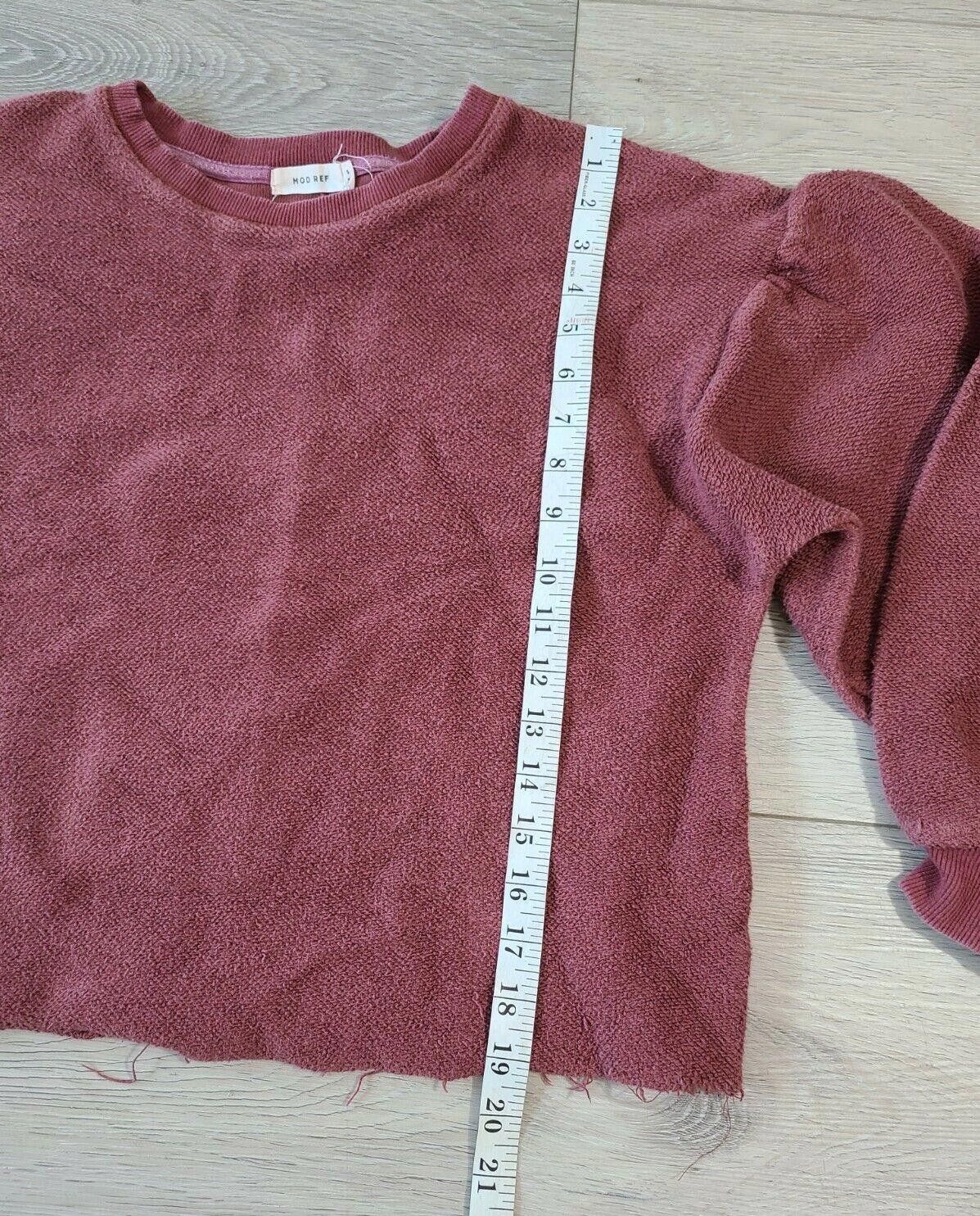 Designer Mod Ref Sweatshirt Crop Mauve Maroon Terry balloon Grunge Size S / US 4 / IT 40 - 7 Thumbnail