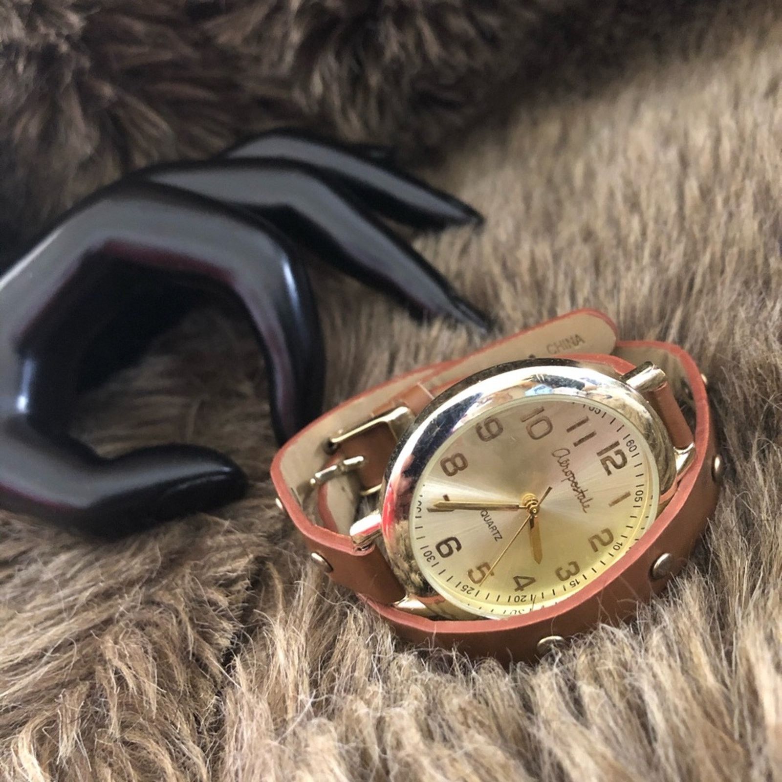 Ladies Aeropostale Brown Faux Leather Wrap Watch, Women's