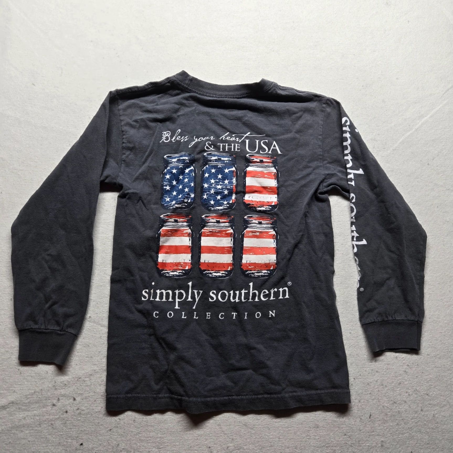 Vintage Simply Southern Shirt Women Small Gray 100% Cotton Long Sleeve Crew Neck USA Heart Logo 2010s Size S / US 4 / IT 40 - 8 Thumbnail