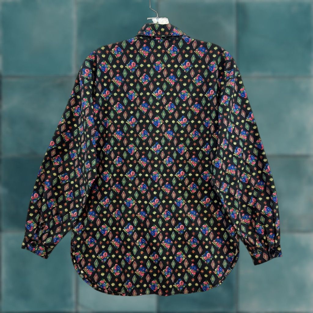 Etro VINTAGE 90s LUCIA Button Shirt Western Floral Geometric Black M Medium Womens Size M / US 6-8 / IT 42-44 - 1 Thumbnail