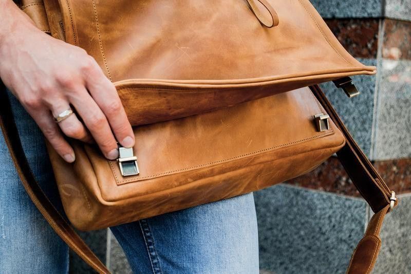 Handmade Genuine vintage leather bag. Business leather messenger bag Size ONE SIZE - 4 Thumbnail