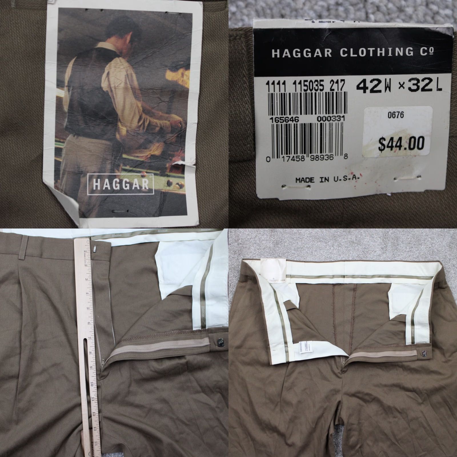 Haggar Haggar Dress Pants Mens 42x32 Beige NWT Pleated Cuffed Dacron Poly/Viscose Rayon Dress Pants City Preppy 42 Mens Size US 42 / EU 58 - 8 Thumbnail