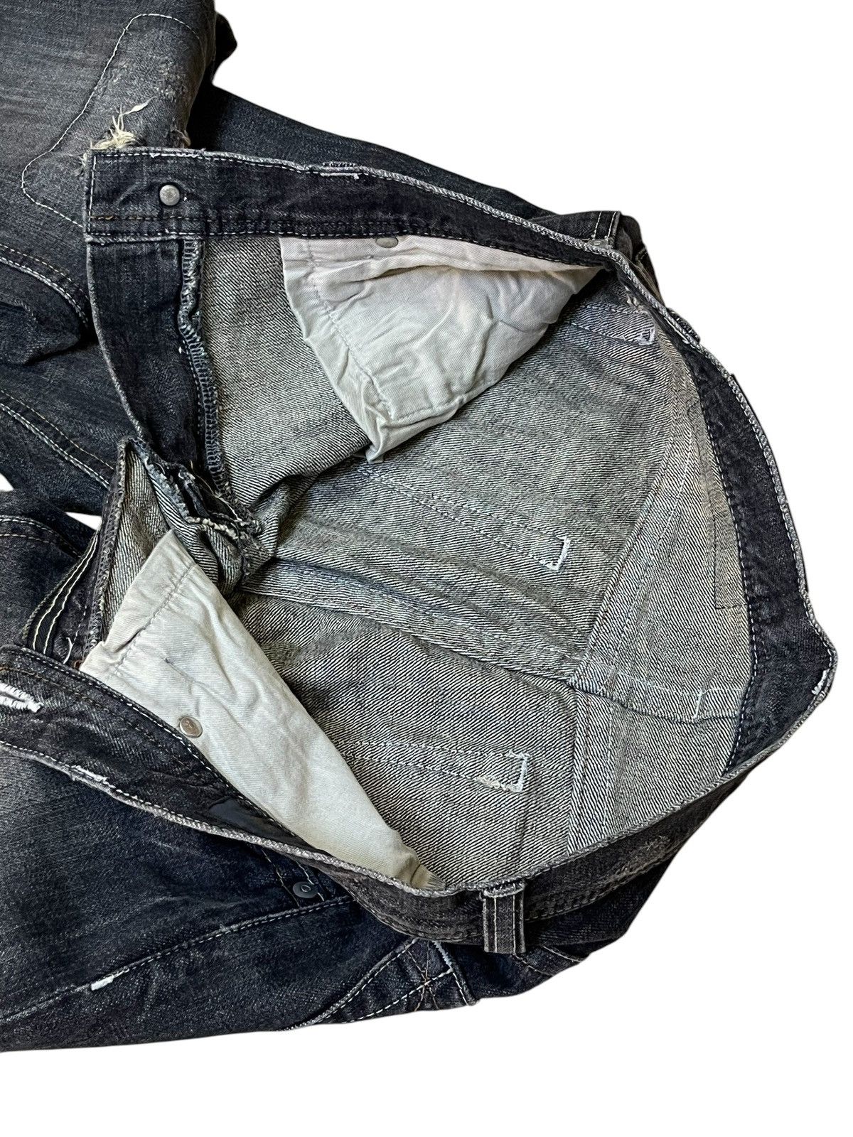 Issey Miyake ARCHIVAL VINTAGE TETE HOMME DISTRESSED PATCHWORK STYLE JEANS Size US 30 / EU 46 - 11 Thumbnail