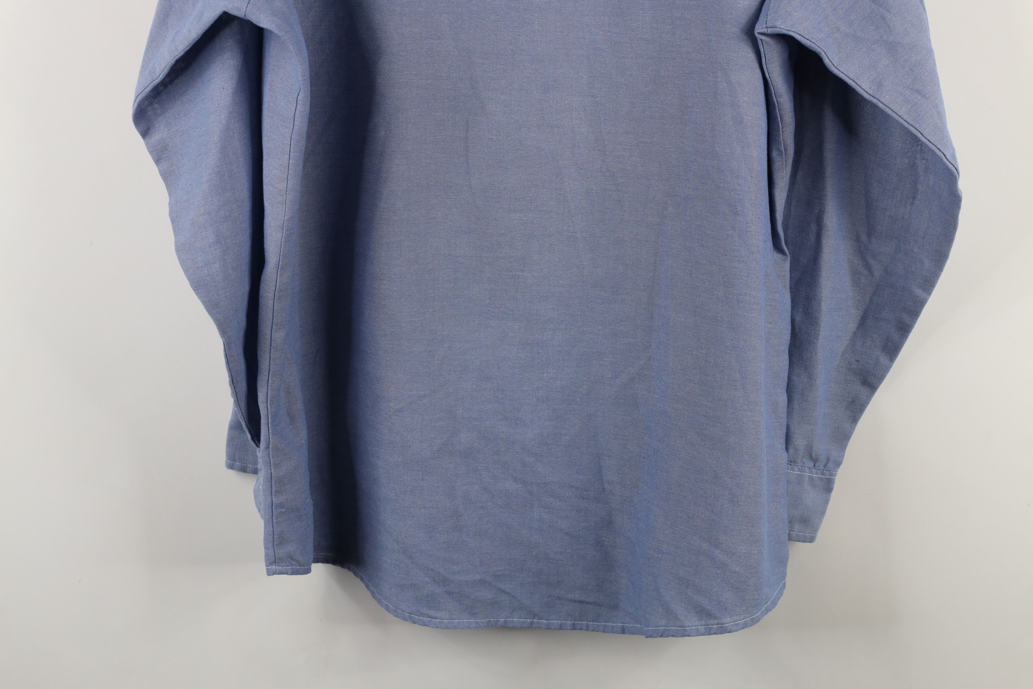 Vintage Vintage 90s Streetwear Chambray Workwear Button Shirt Blue Size US L / EU 52-54 / 3 - 17 Thumbnail