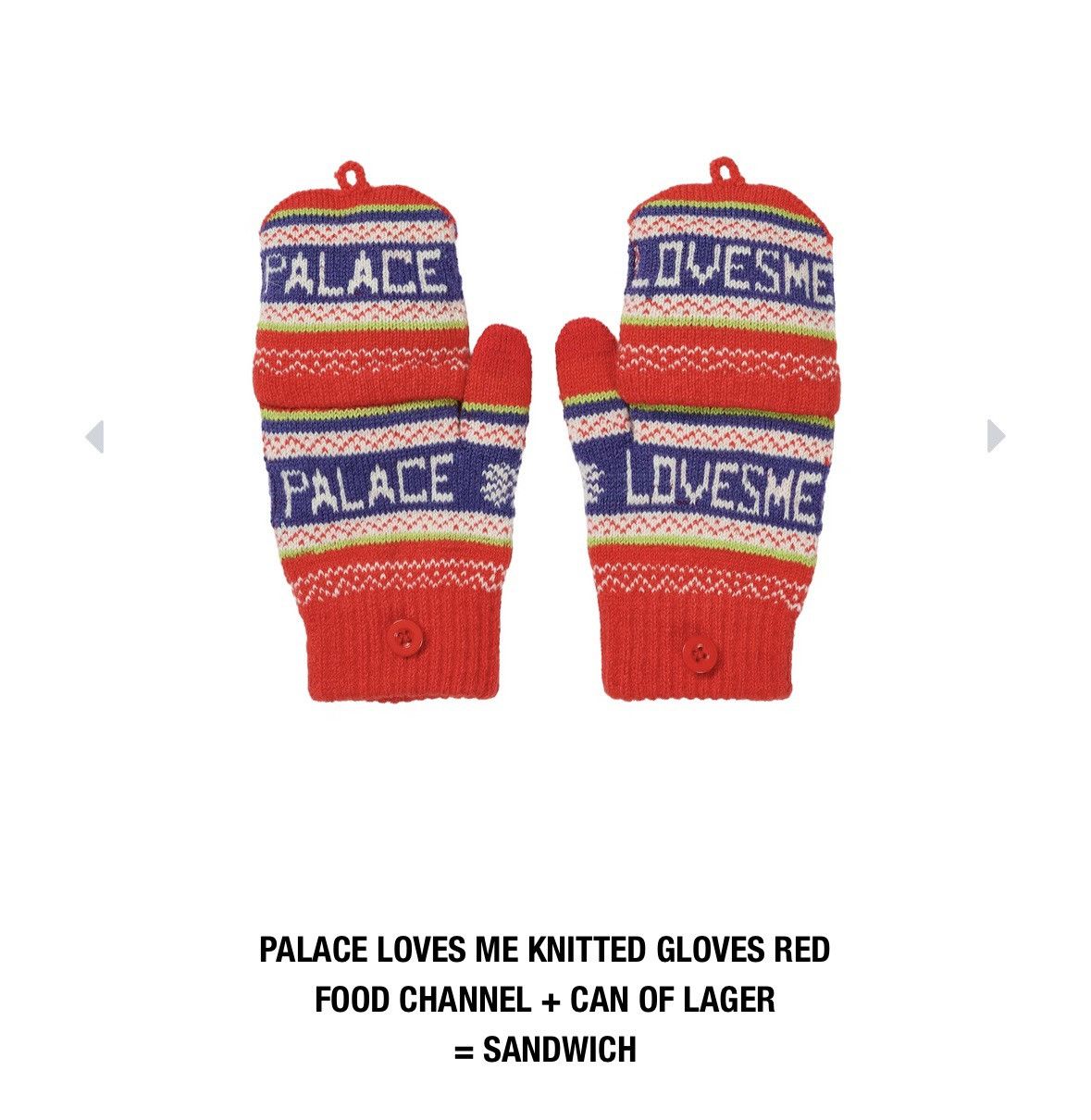 Palace Palace Loves Me Knitted Gloves Red Size ONE SIZE - 2 Thumbnail