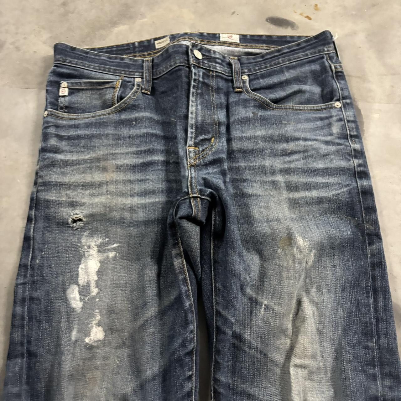 Vintage Crazy Vintage Y2K/2000s Grunge Faded Dark Wash Paint Splatter Denim Jeans! 34x30 Size US 34 / EU 50 - 5 Thumbnail