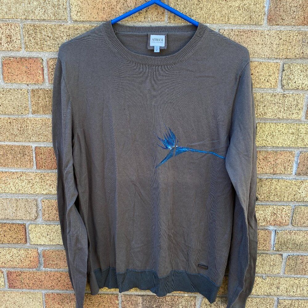 Armani Vintage Armani Wool Blend Hummingbird Sweater Medium Gray Size US M / EU 48-50 / 2 - 1 Thumbnail