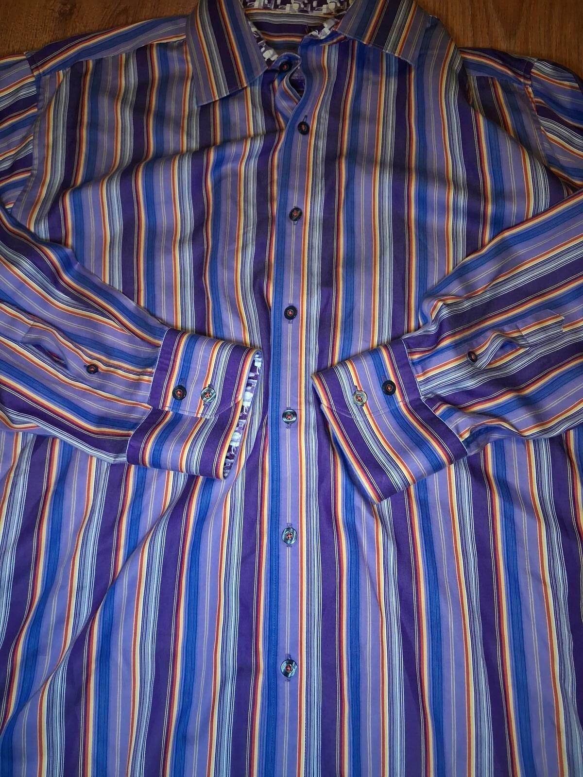 Robert Graham Robert Graham Shirt XL Multicolor Striped Cotton Flip Cuff Size US XL / EU 56 / 4 - 7 Thumbnail