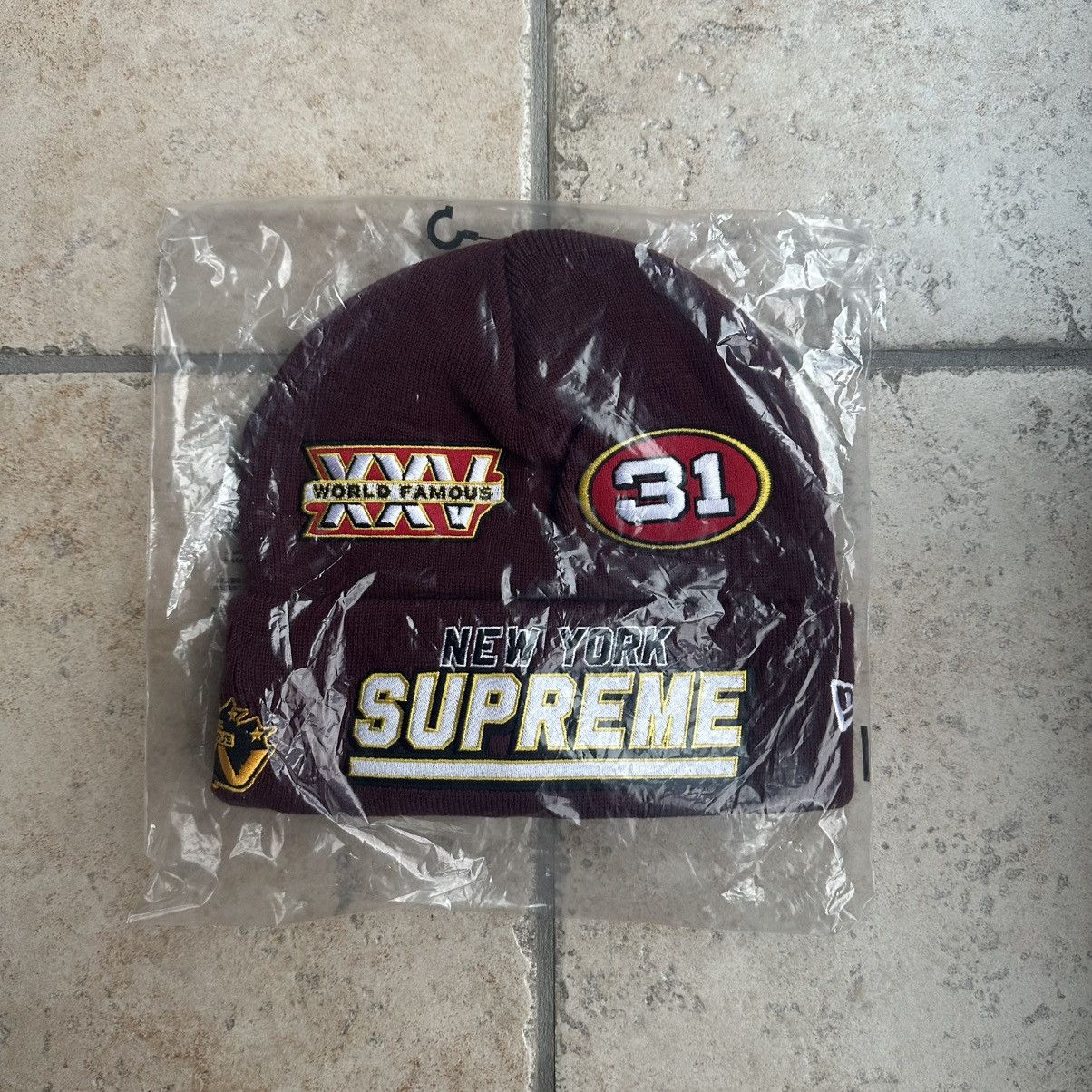 Supreme New Era Football Beanie Cardinal