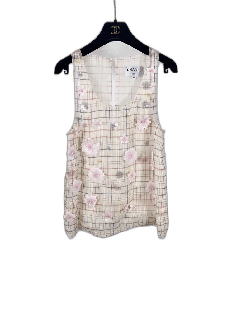 Chanel Chanel Pink Floral Vest Top Size XS / US 0-2 / IT 36-38 - 1 Thumbnail