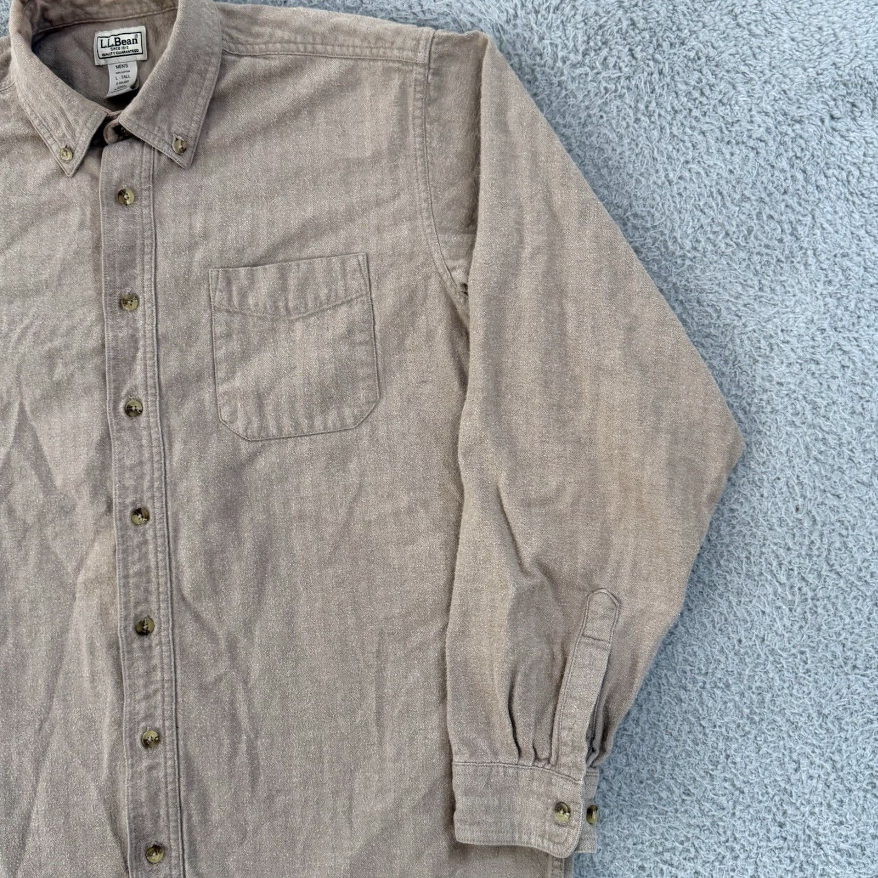 Vintage VINTAGE LL Bean Shirt Mens Large Tall Beige Button Chamois Flannel Hunting USA Size US L / EU 52-54 / 3 - 5 Thumbnail