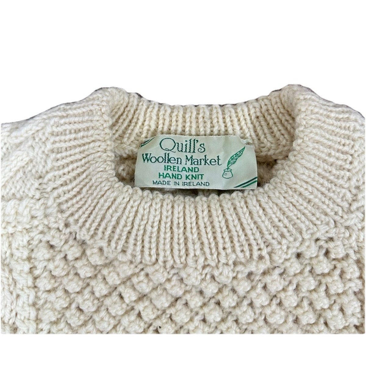 Handmade Vintage Quill’s Woolen Market Handmade Cable Knit Sweater Size US L / EU 52-54 / 3 - 2 Thumbnail