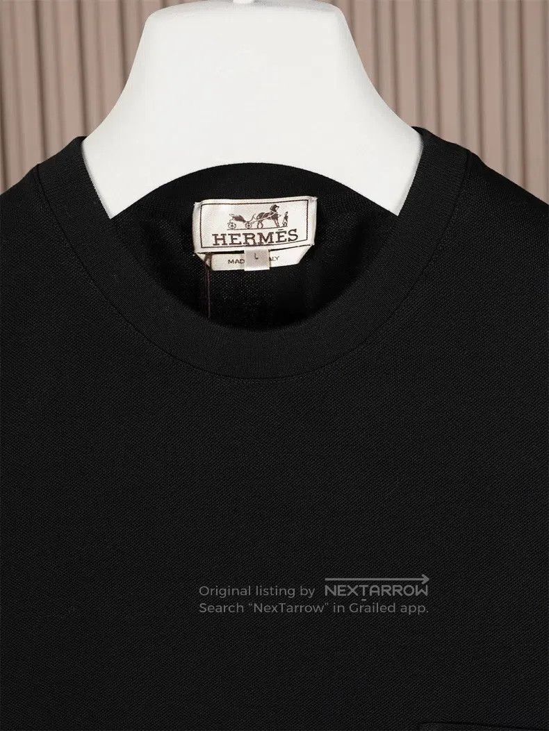 Hermes Hermes Black Pique Cotton Short Sleeve Size US L / EU 52-54 / 3 - 3 Thumbnail