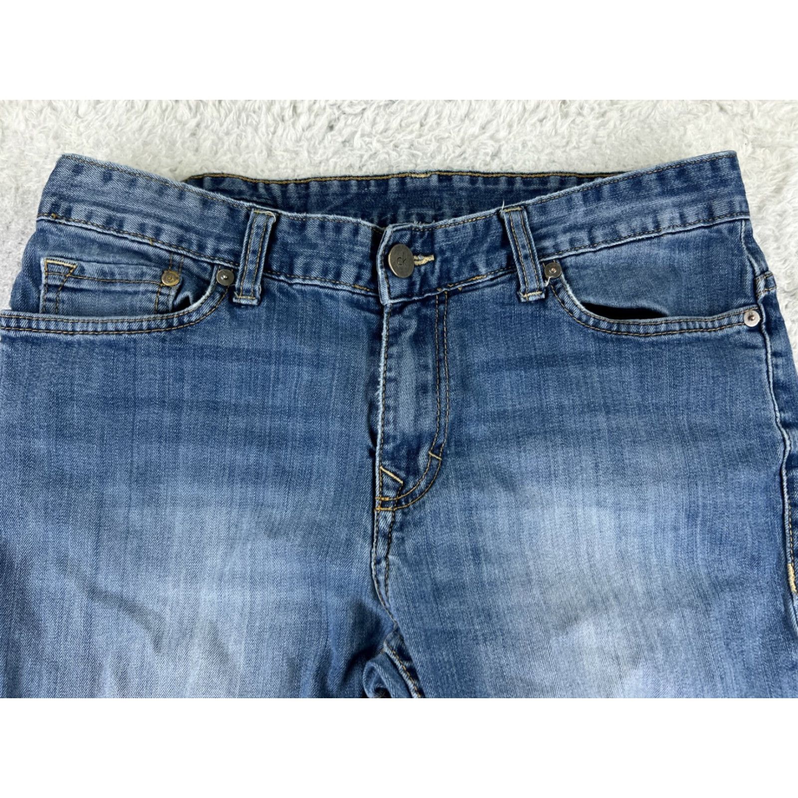 Calvin Klein Calvin Klein Pants Men 32 Blue Denim Jean Boot Cut Cotton Blend Embroider 32x27 Size US 32 / EU 48 - 4 Thumbnail