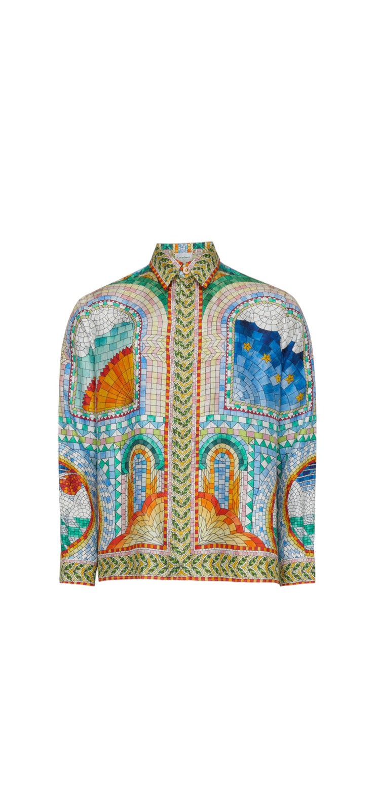 image of Casablanca Long Sleeve Silk Shirt, Men's (Size XS)