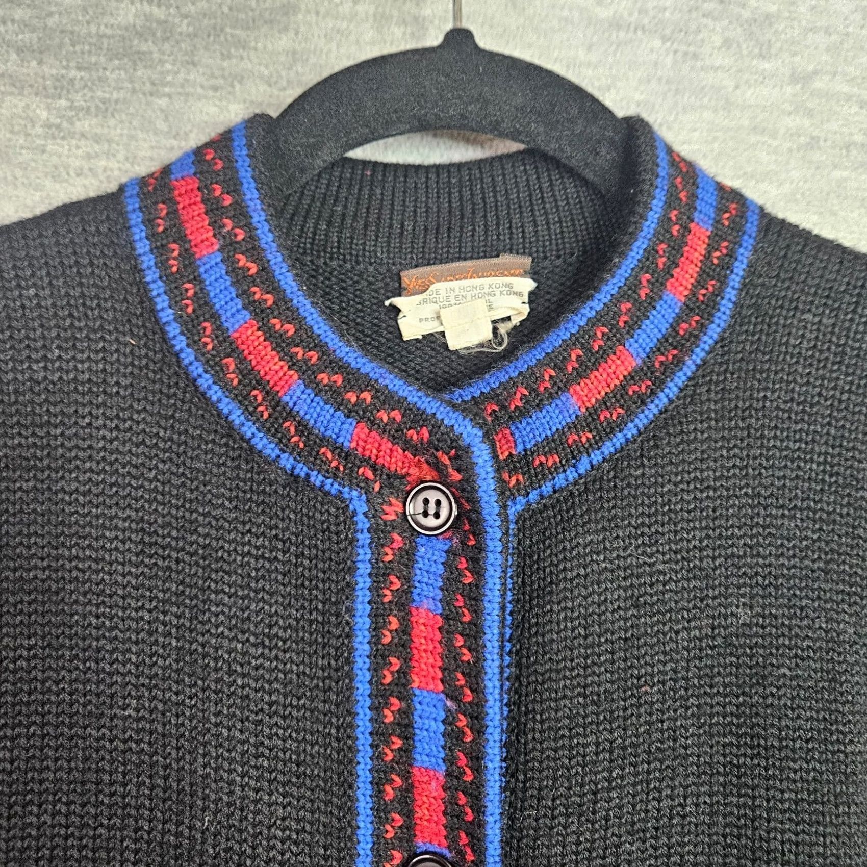 Yves Saint Laurent Yves Saint Laurent Cardigan Women's Black Knit Size M Vintage Blue Trim Wool Crew Neck Cardigan Womens Regular Modern Pattern Solid Vintage Yes Size M / US 6-8 / IT 42-44 - 3 Thumbnail