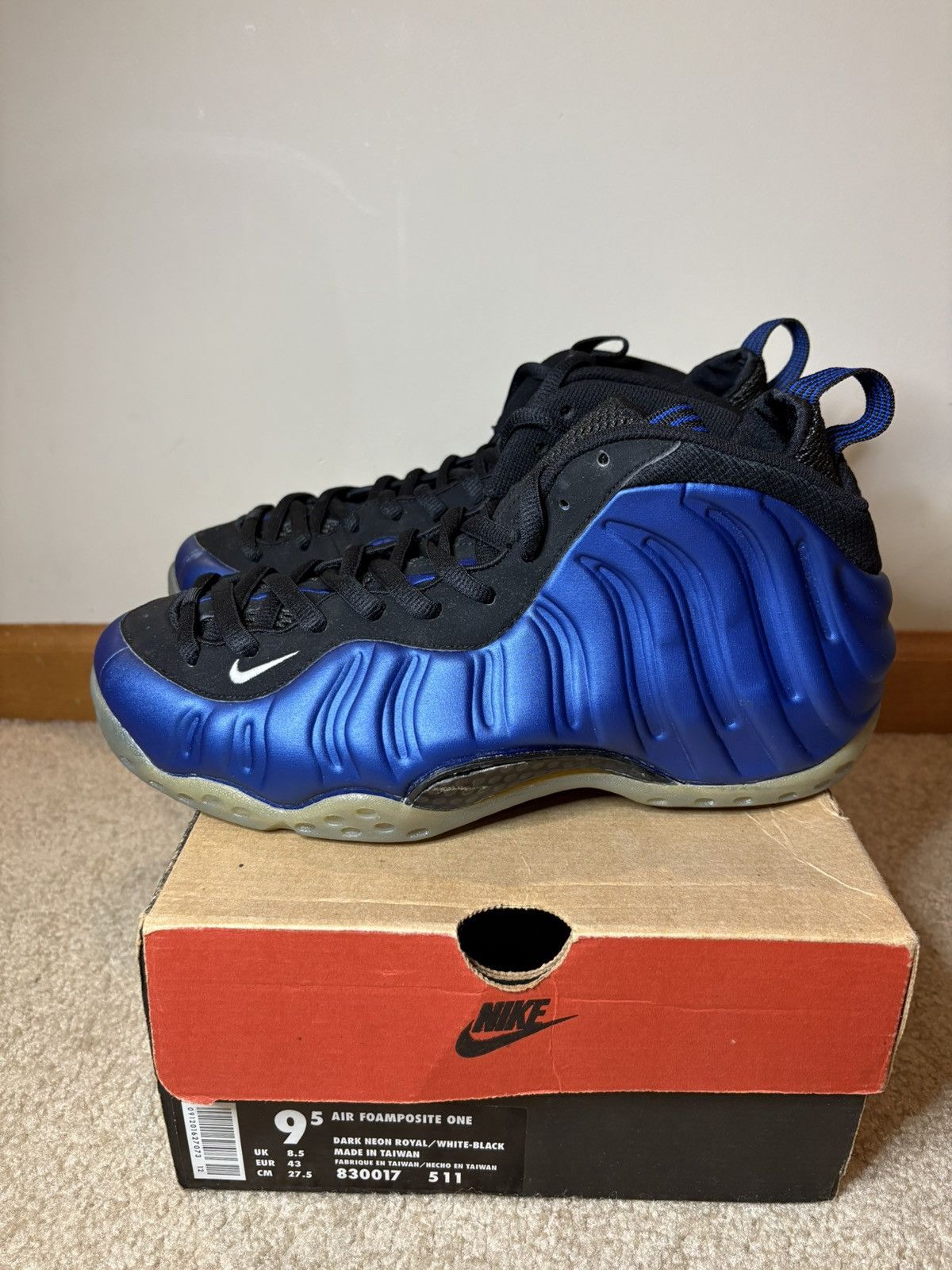 Nike Size 9.5 DS 1997 Nike Air Foamposite One Royal 830017-511 Size US 9.5 / EU 42-43 - 4 Thumbnail