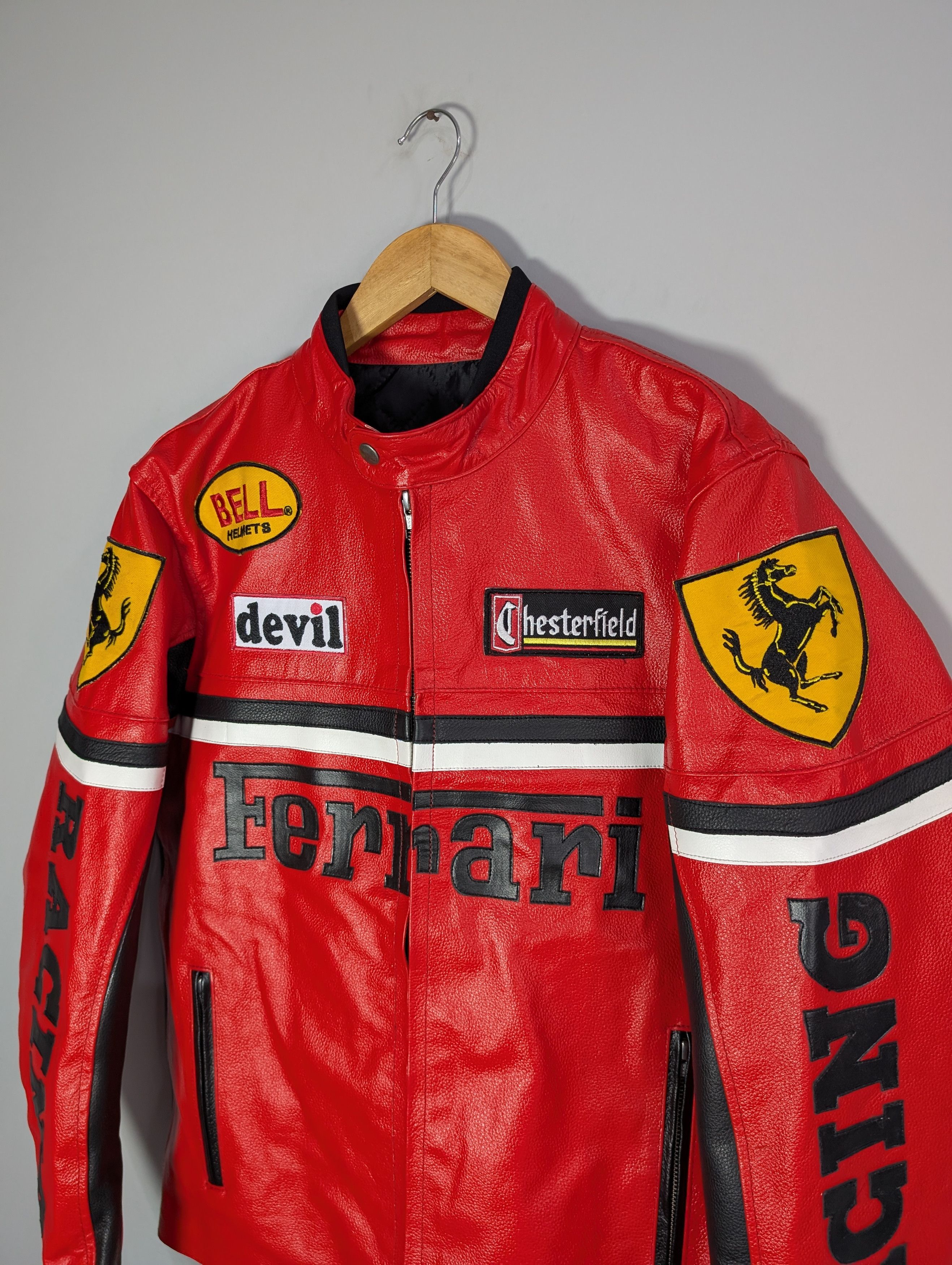 Vintage 🔥Ferrari Retro Red Racing Real Cowhide Leather Jacket Size M / US 6-8 / IT 42-44 - 5 Thumbnail