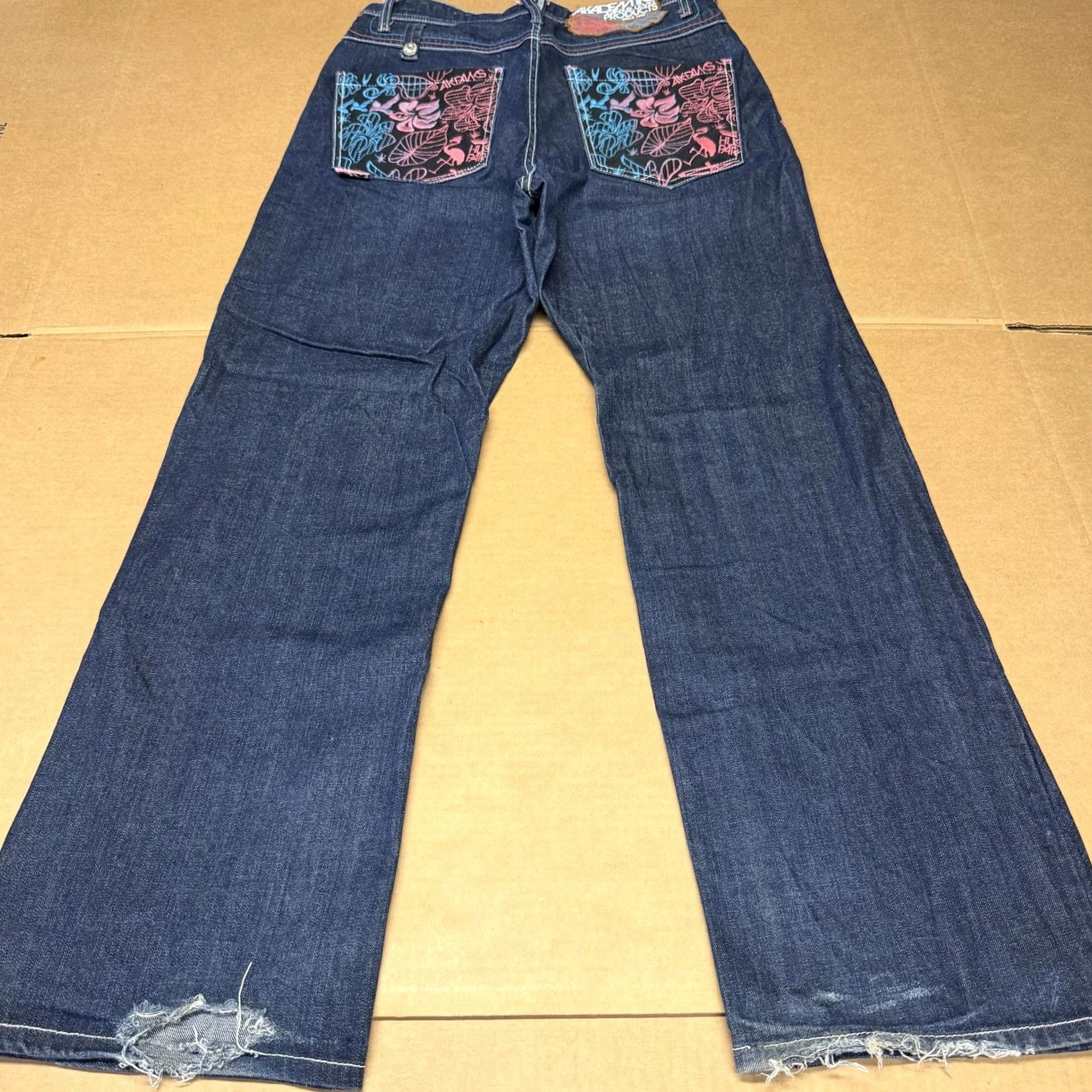 Akademiks Akademiks Jeans Mens 34x32 Blue Relaxed Wide-Leg Denim Tropical Flamingo Mens Size US 34 / EU 50 - 3 Thumbnail