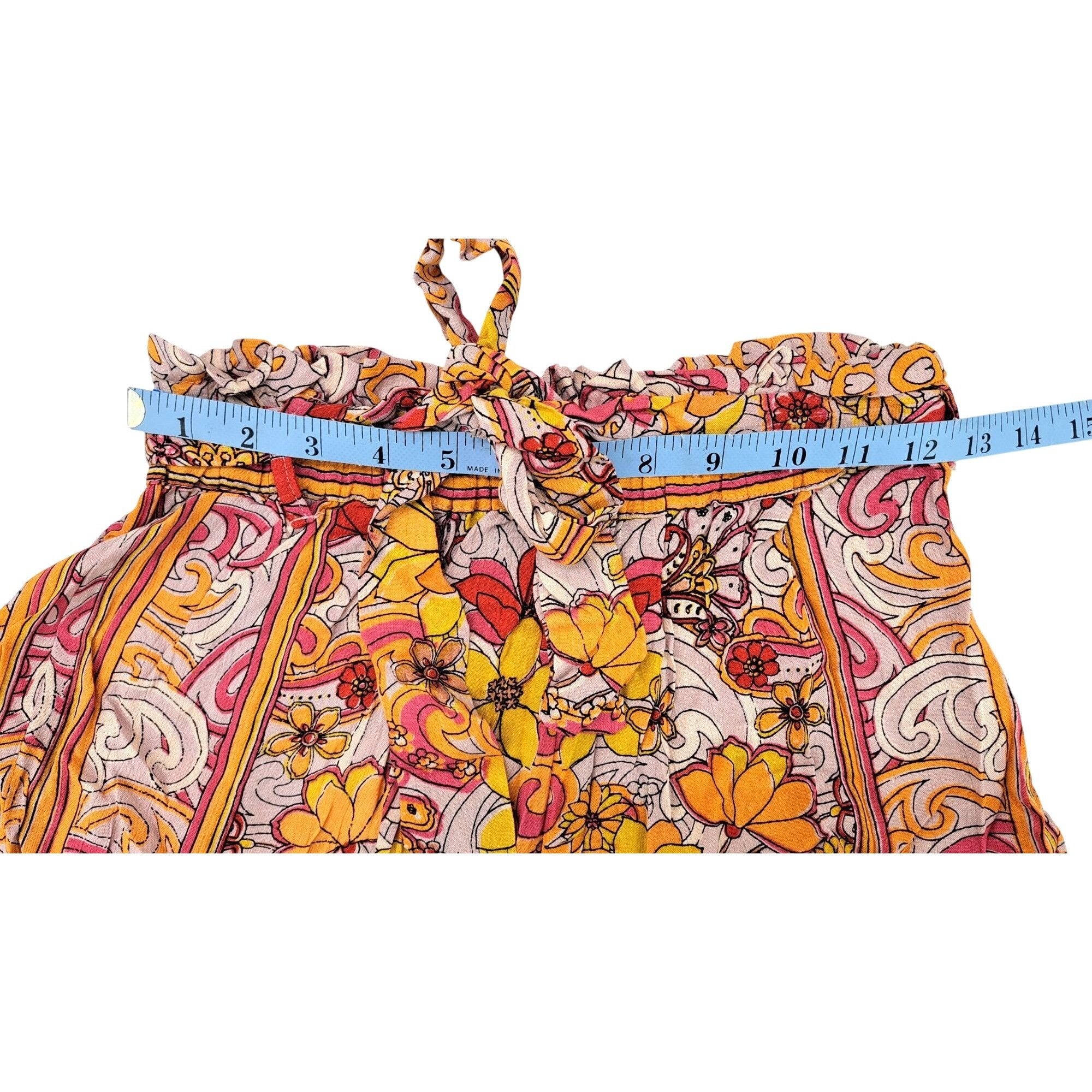 Other Angie Paper Bag Shorts Orange Women Small Retro Tie Belt Size 25" / US 0 / IT 36 - 4 Thumbnail