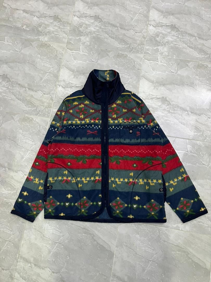 Japanese Brand Japanese Vintage Patterned Fleece Zip Up Jacket Size US S / EU 44-46 / 1 - 12 Thumbnail