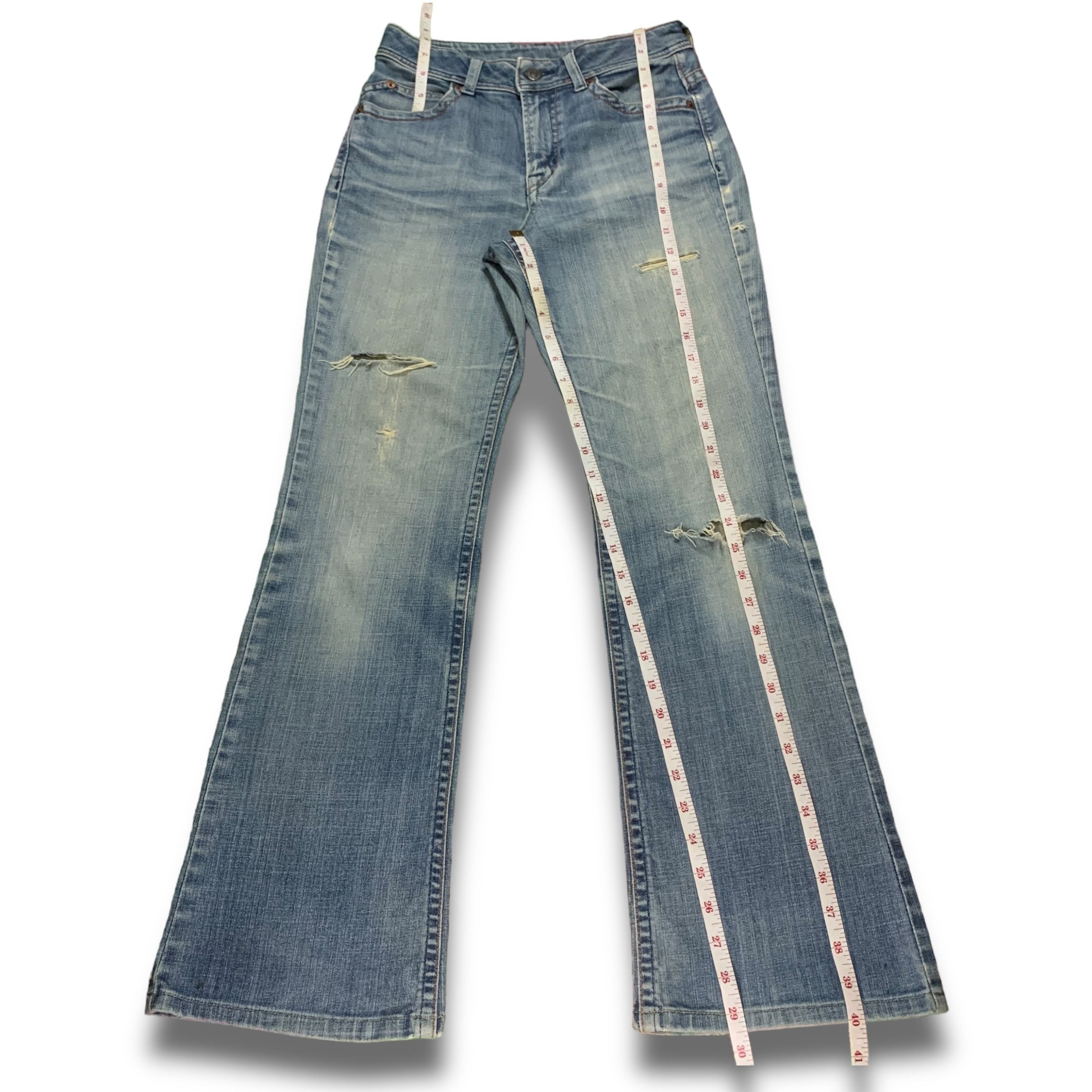 Japanese Brand Vintage Japanese Brand Faded Wash Ripped Style Flare Jeans Size 26" / US 2 / IT 38 - 11 Thumbnail