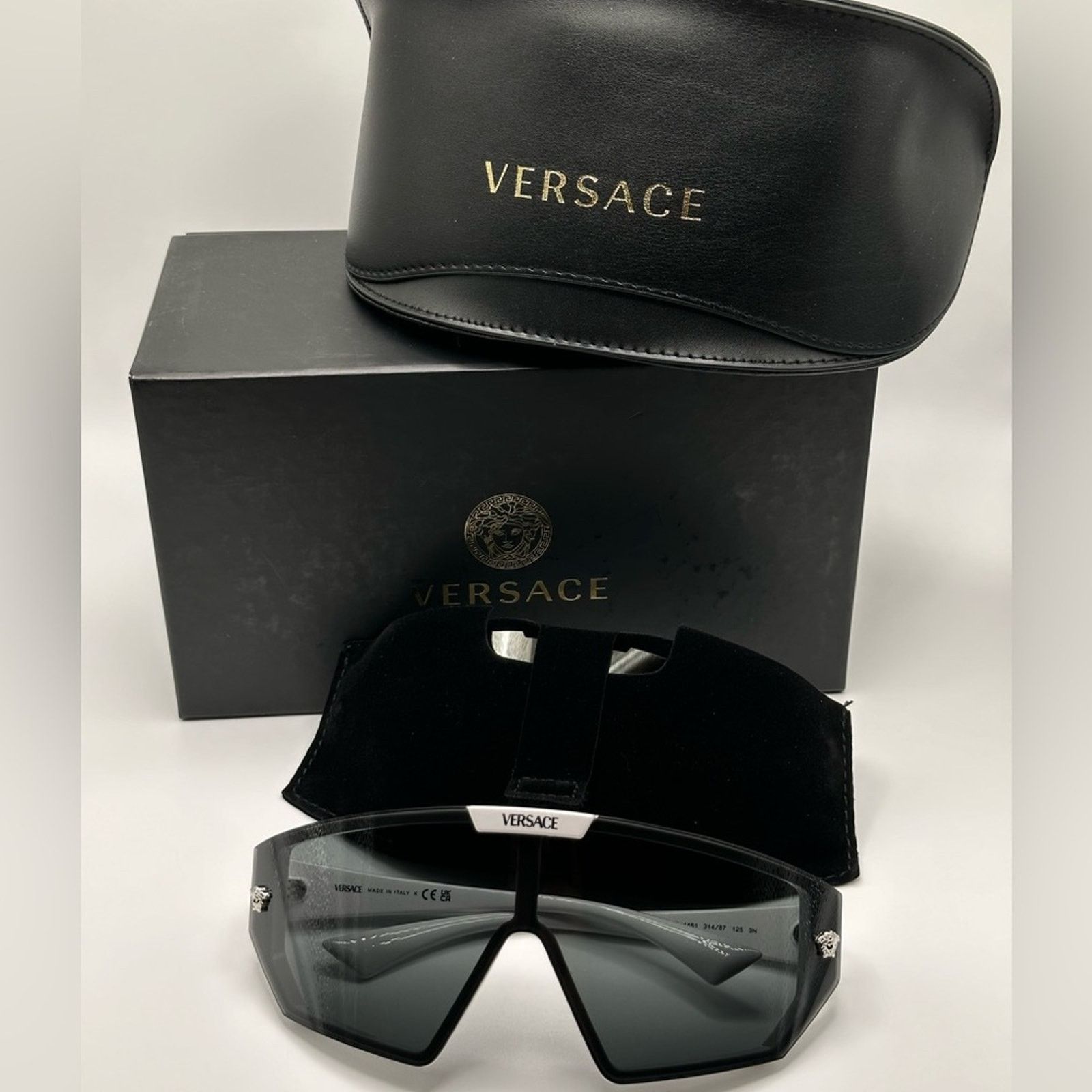 Versace VERSACE VE4461 White Dark Grey with clip on Grey Extra Lens Size ONE SIZE - 13 Thumbnail