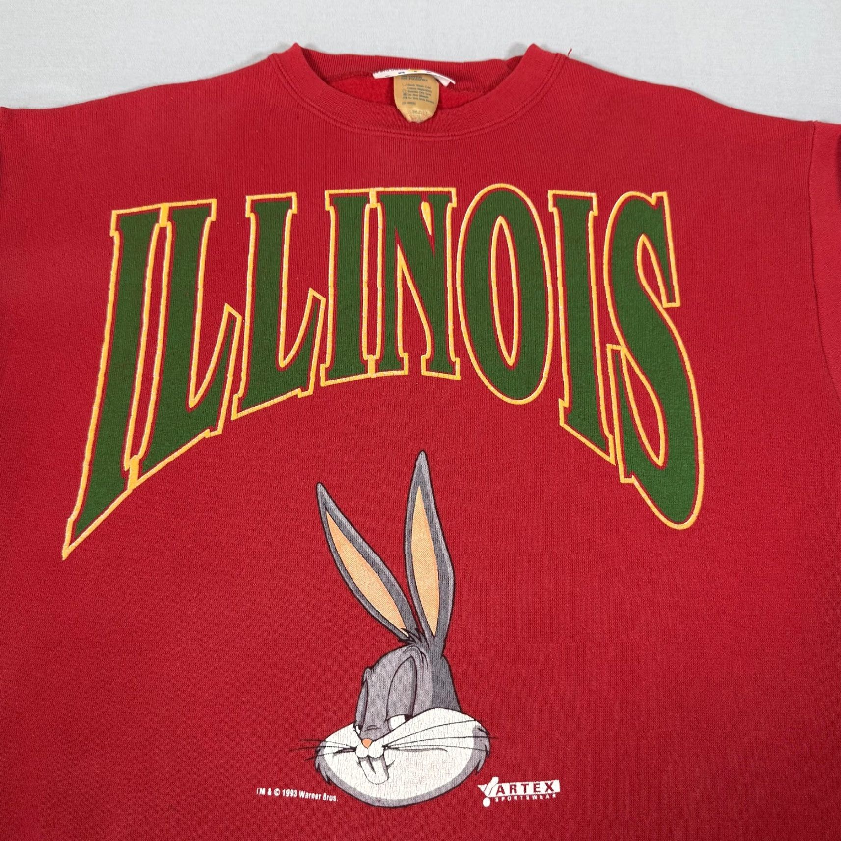 Vintage VINTAGE Artex Sweatshirt Mens Large Red Bugs Bunny Illinois 90s Cartoon College University Graphic Print Crew Neck Pullover Fleece Size US L / EU 52-54 / 3 - 2 Thumbnail