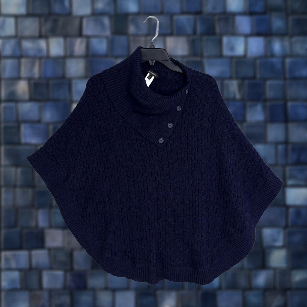 Talbots Talbots Sweater Cap e Womens Small Blue Cowl Neck Button Cable Knit Poncho Size S / US 4 / IT 40 - 1 Thumbnail