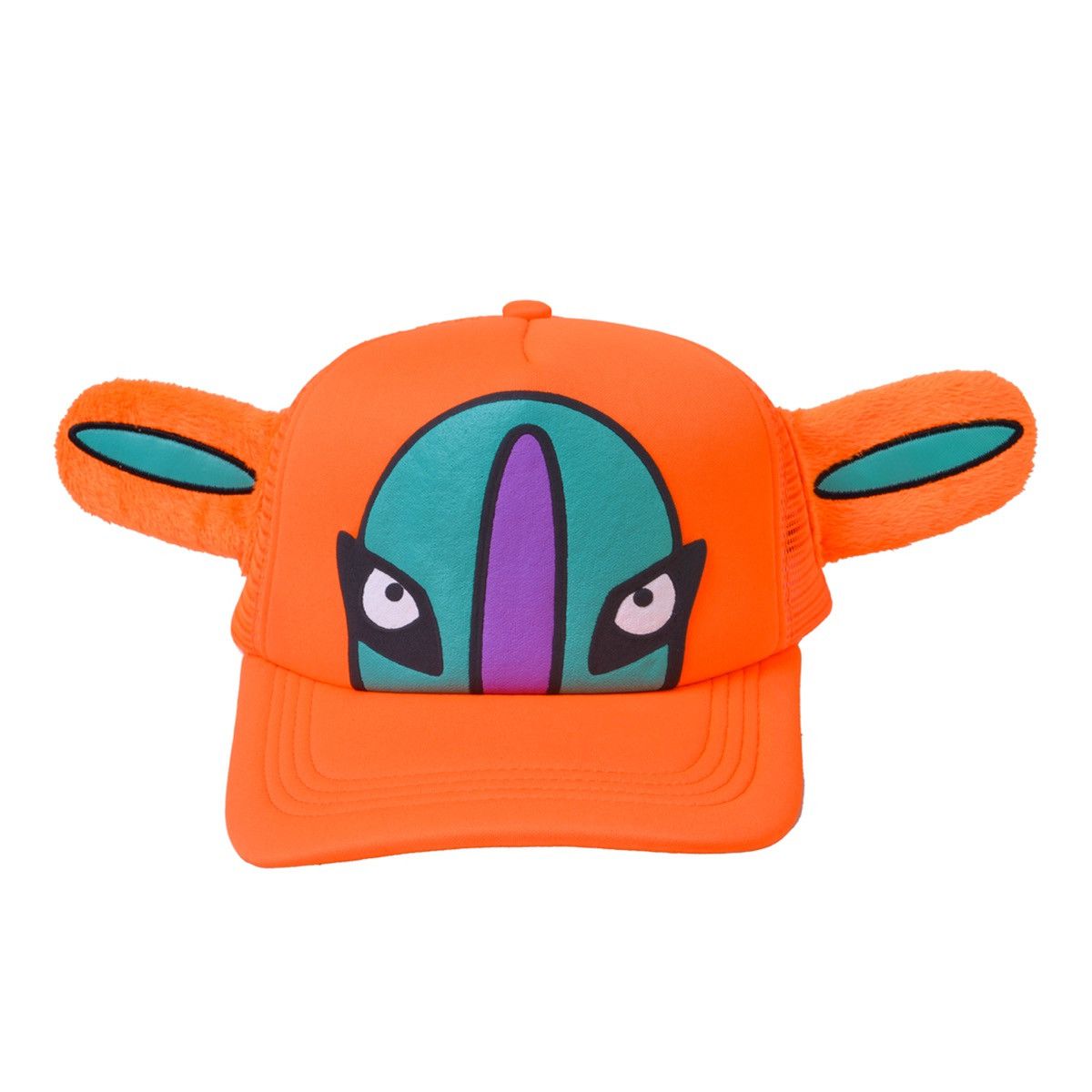 Ecosys Aimbot Deoxys Plush Ears Pokemon Trucker Hat - Orange Size ONE SIZE - 3 Thumbnail