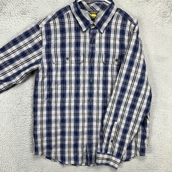 Eddie Bauer Eddie Bauer Travex Button Up Shirt Adult Large Blue Plaid Nylon Blend Hiking Men - Pre-Owned Excellent Condition Size US L / EU 52-54 / 3 - 2 Thumbnail