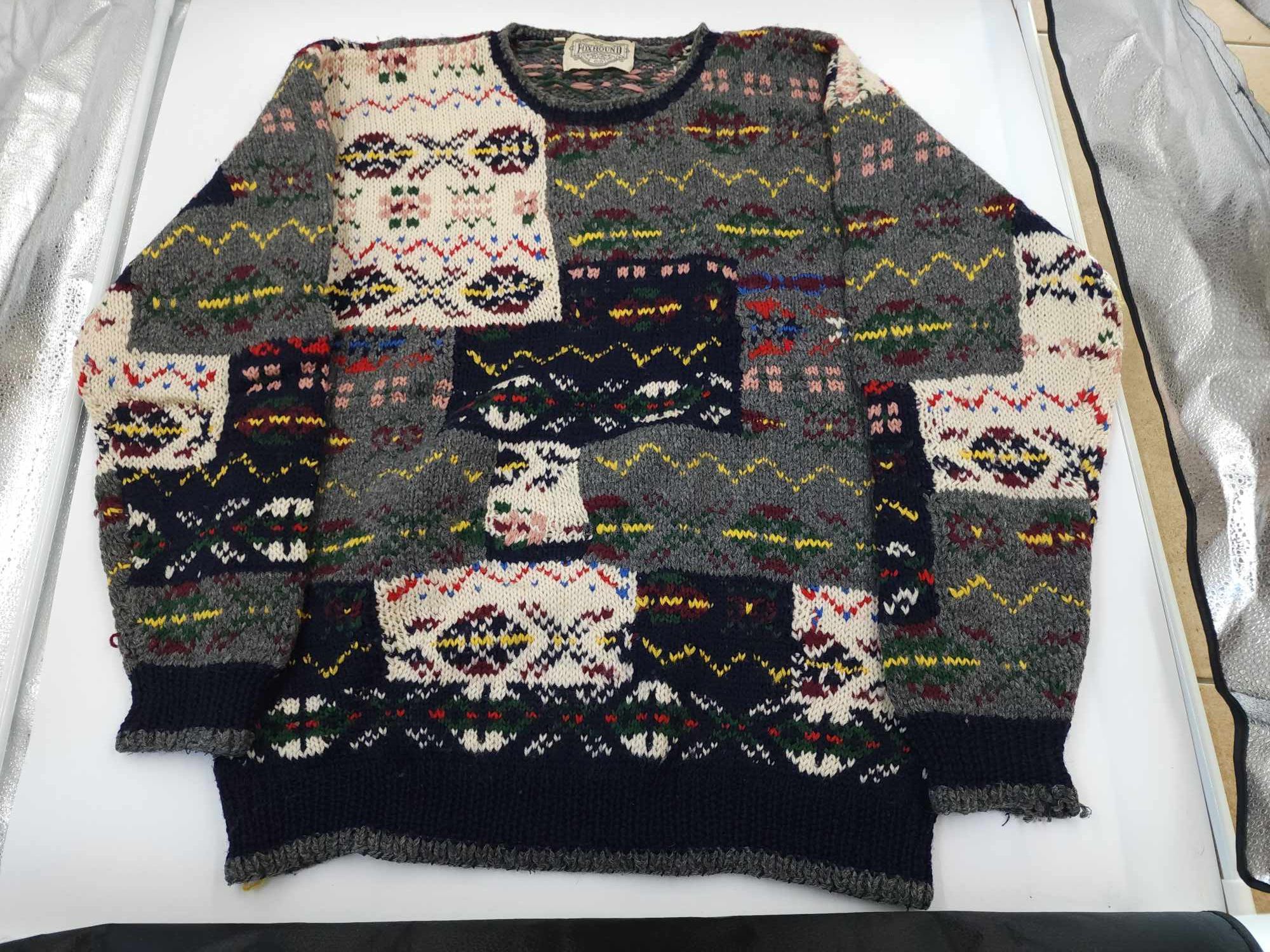 Other Vintage Fox Hound Knit Sweater – Gray Cotton, Size 5 (XL) Size US XL / EU 56 / 4 - 7 Thumbnail