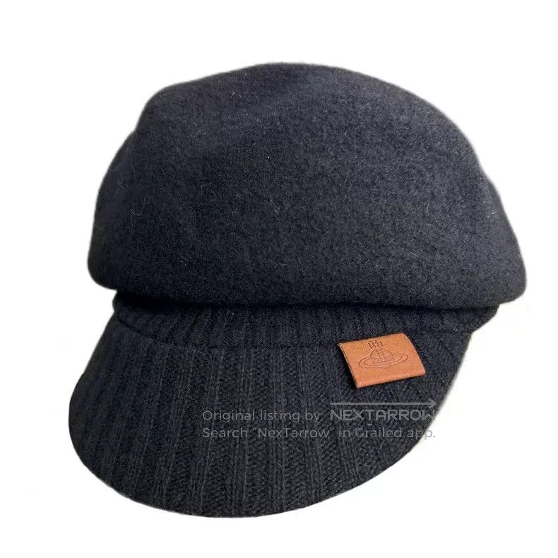 Vivienne Westwood Vivienne Westwood Black Wool Knitted Newsboy Cap Size ONE SIZE - 2 Thumbnail