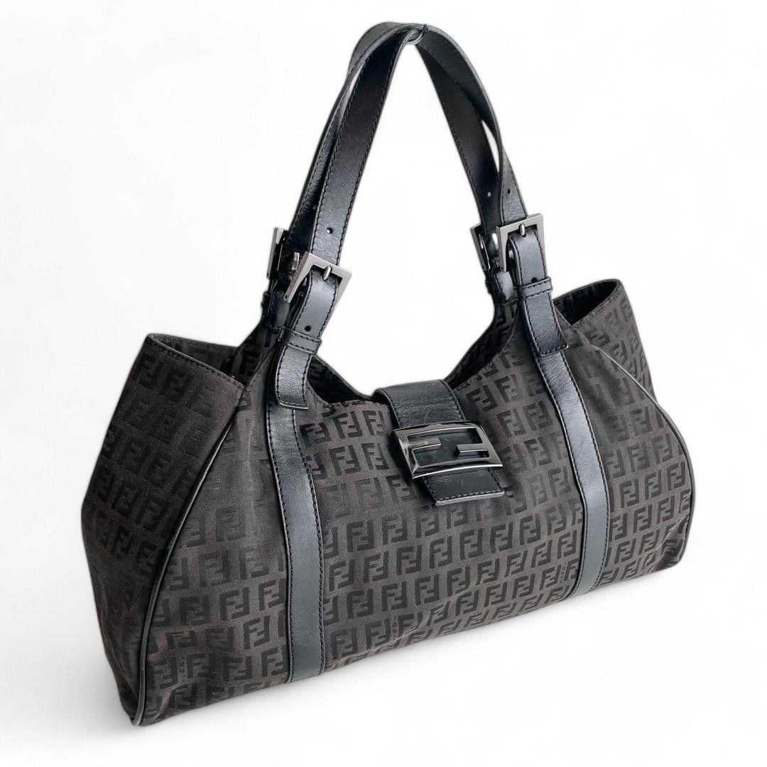 Fendi Fendi - Mamma Baguette Handbag Zucca Black Leather Size ONE SIZE - 2 Thumbnail