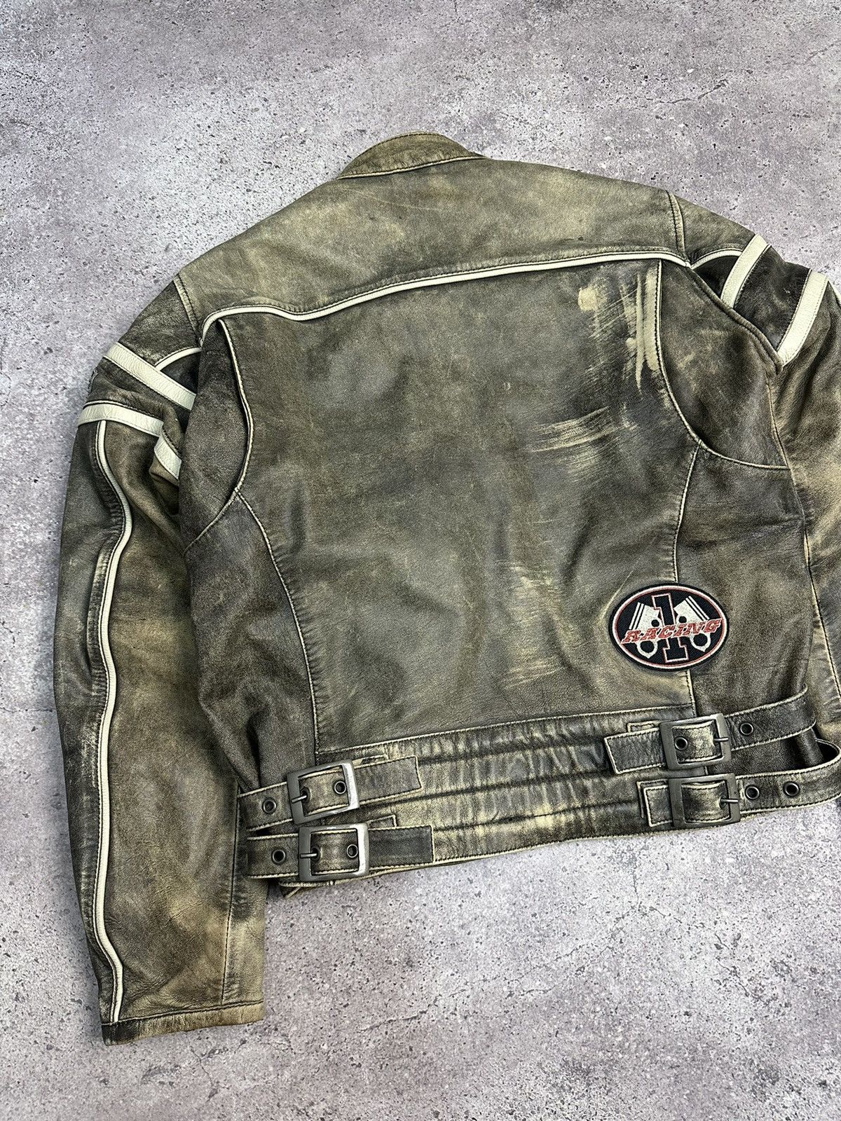 Vintage VINTAGE SPIRIT MOTORS DISTRESSED LEATHER JACKET Y2K MOTO Size US XL / EU 56 / 4 - 13 Thumbnail