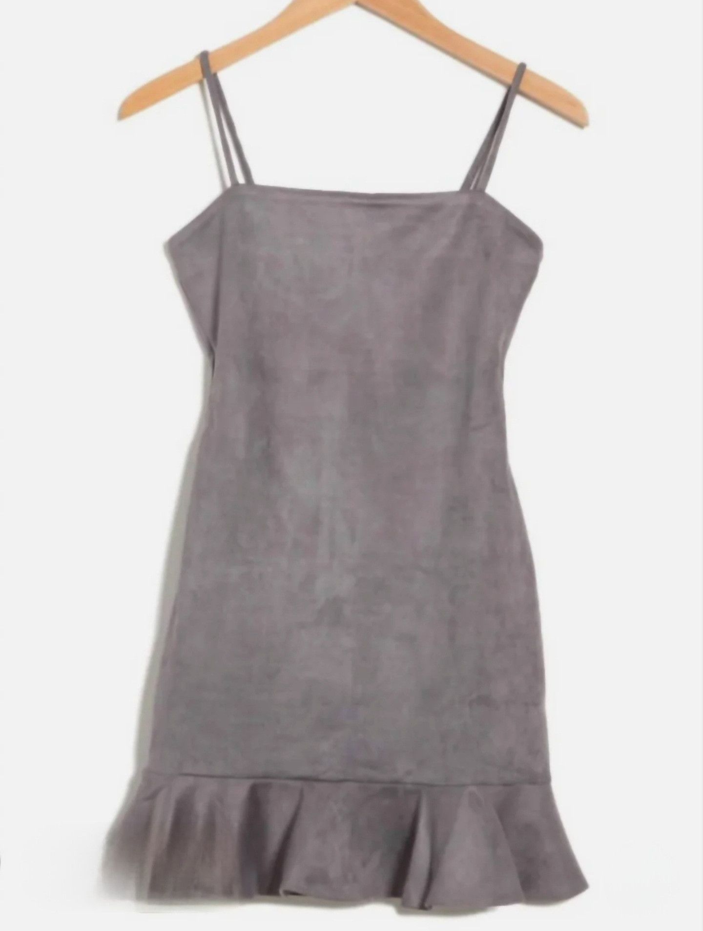 Susana Monaco Susana Monaco String Silver Faux Suede Ruffled Mini Dress Size XL / US 12-14 / IT 48-50 - 8 Thumbnail