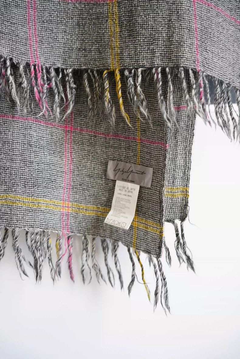 Yohji Yamamoto Yohji Yamamoto 08 AW Grey Plaid Fringe Scarf 2501-Nextarrow Size ONE SIZE - 3 Thumbnail