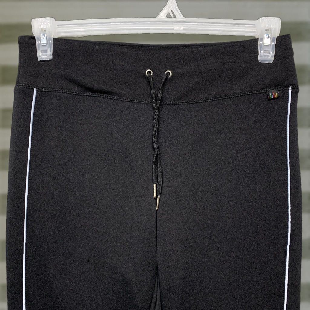 Vintage ZX Sport Women’s Capri Athletic Pants Sz S Black White Stripe Stretch Drawstring Size 28" / US 6 / IT 42 - 1 Thumbnail