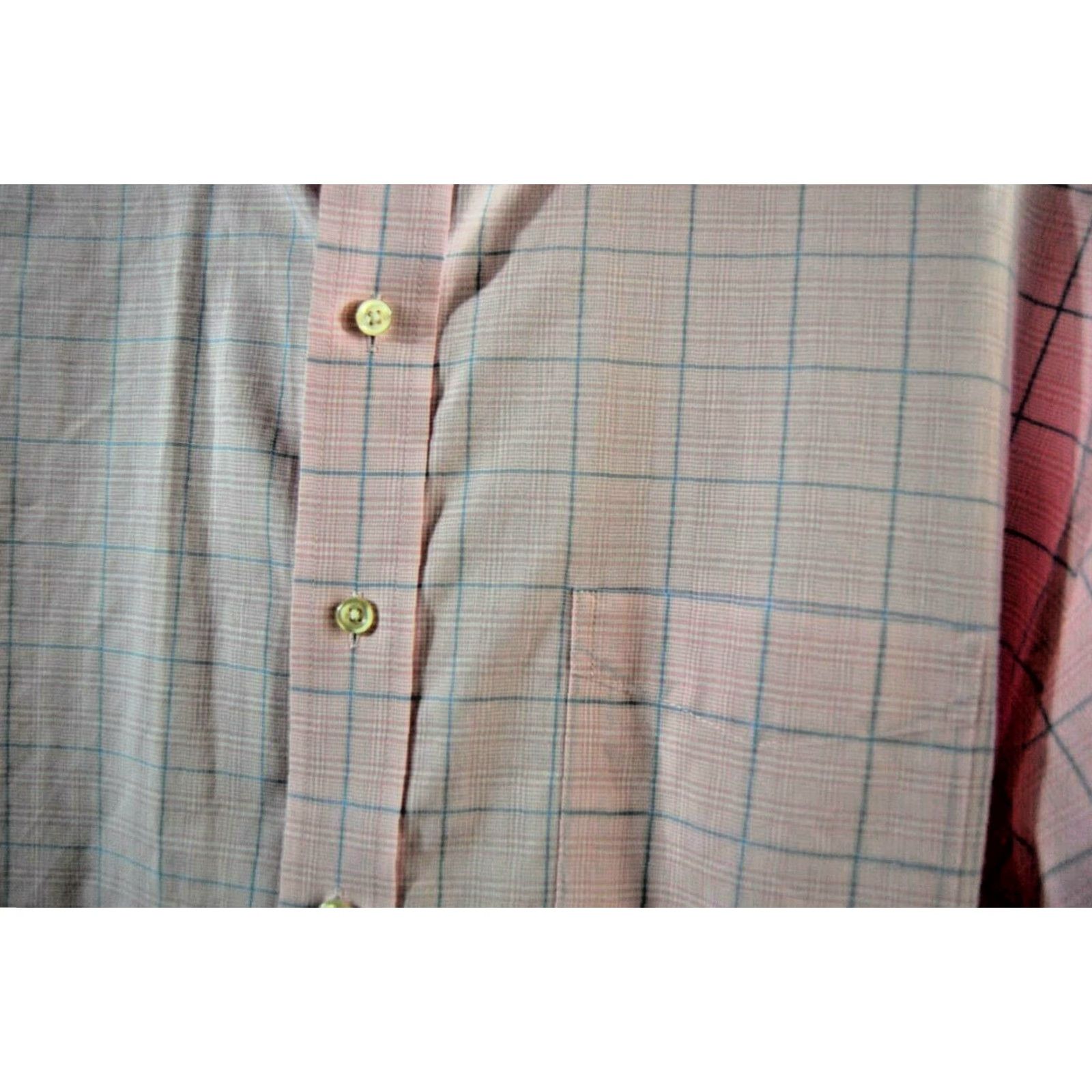 Pinko Harold Powell Dress Shirt Men Pink Plaid 17 1/2 36-37 100% Cotton Regular Long Sleeve Button Closure Barrel Cuff N/A Size 48R - 3 Thumbnail