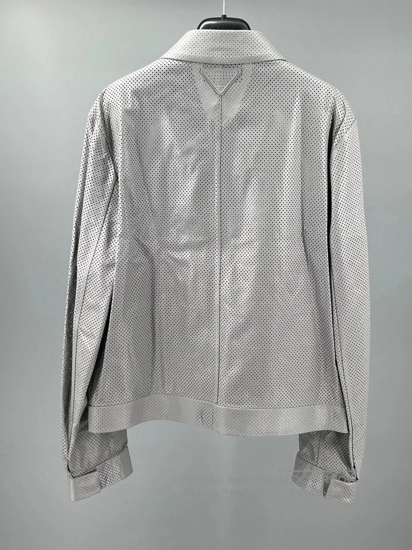 Prada gray perforated leather jacket for men. Size US M / EU 48-50 / 2 - 4 Thumbnail