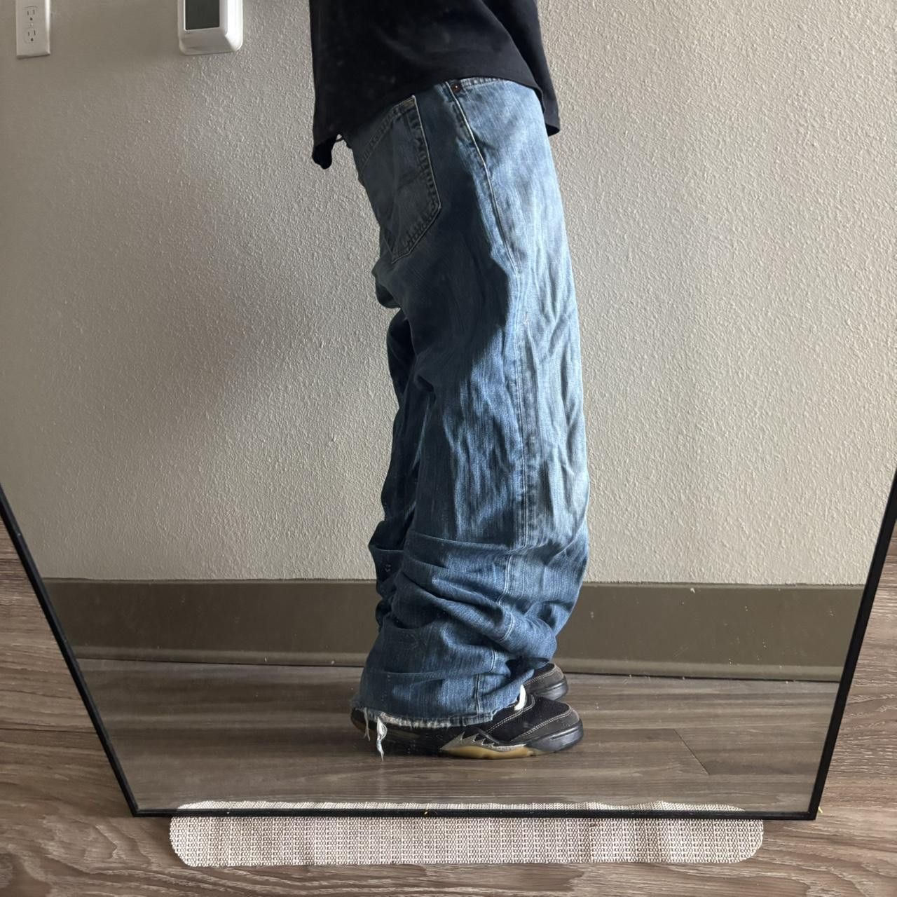 Japanese Brand Crazy Vintage Y2K/2000s Baggy Dark Wash Grunge Distressed Skater Denim Jeans! Size US 34 / EU 50 - 2 Thumbnail