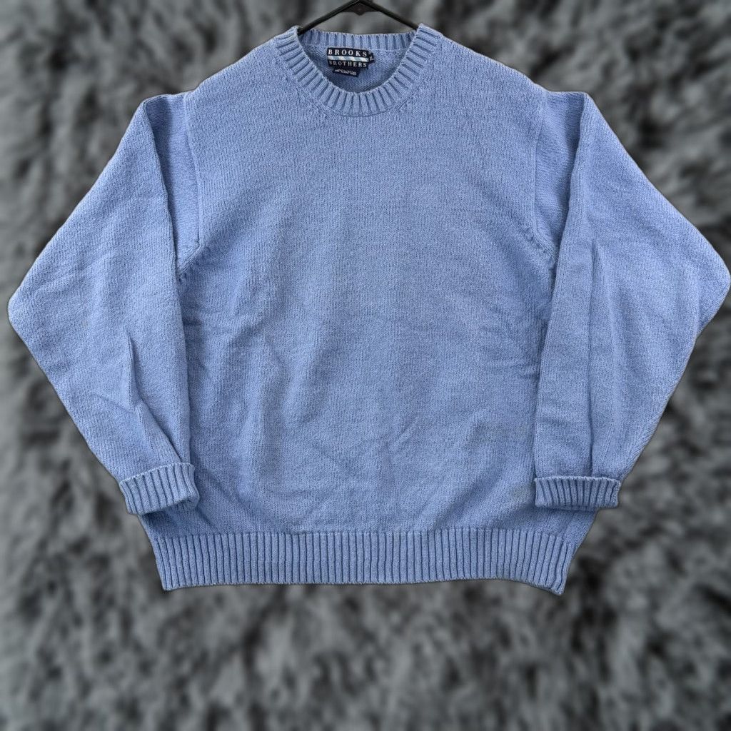 Brooks Brothers VINTAGE Brooks Brothers Sweater Mens XL Blue Crewneck Pullover Knit Size US XL / EU 56 / 4 - 1 Thumbnail