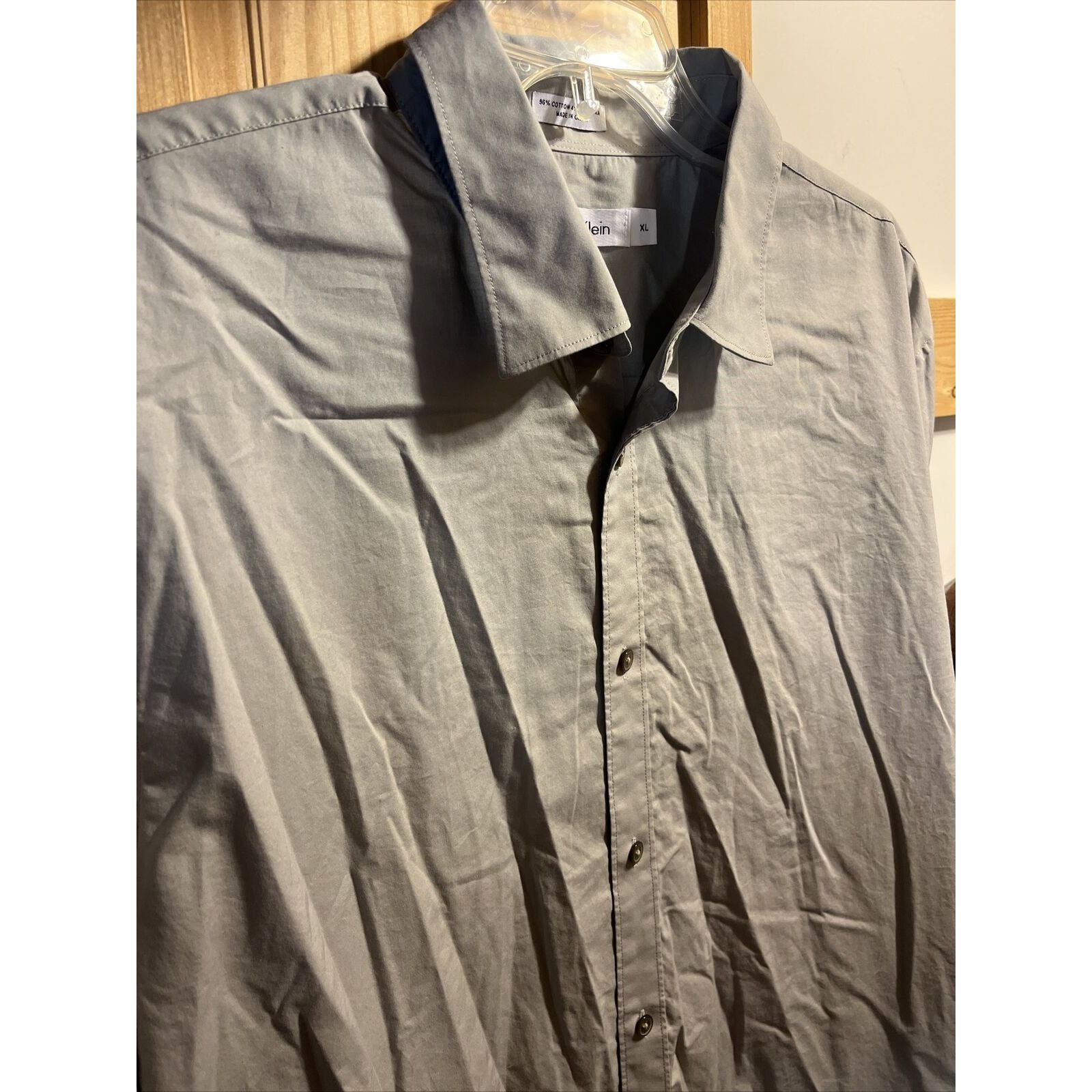 Calvin Klein Calvin Klein Men’s XL Grey LS Cotton Lastol Button Up Shirt Size US XL / EU 56 / 4 - 4 Thumbnail
