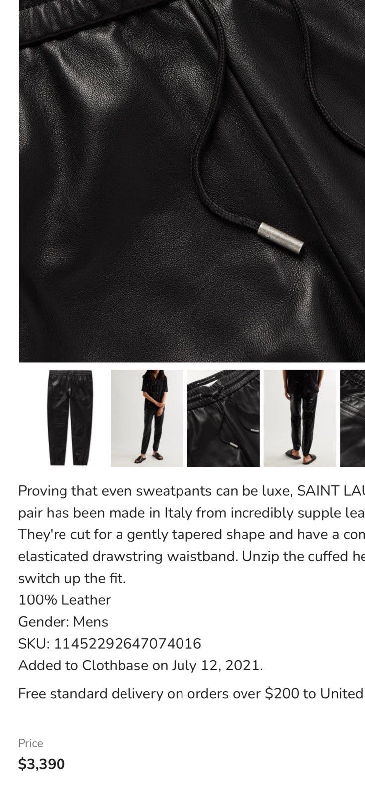 Saint Laurent Paris Saint Laurent mens leather joggers pants. 54/38. $4990 Size US 38 / EU 54 - 2 Thumbnail