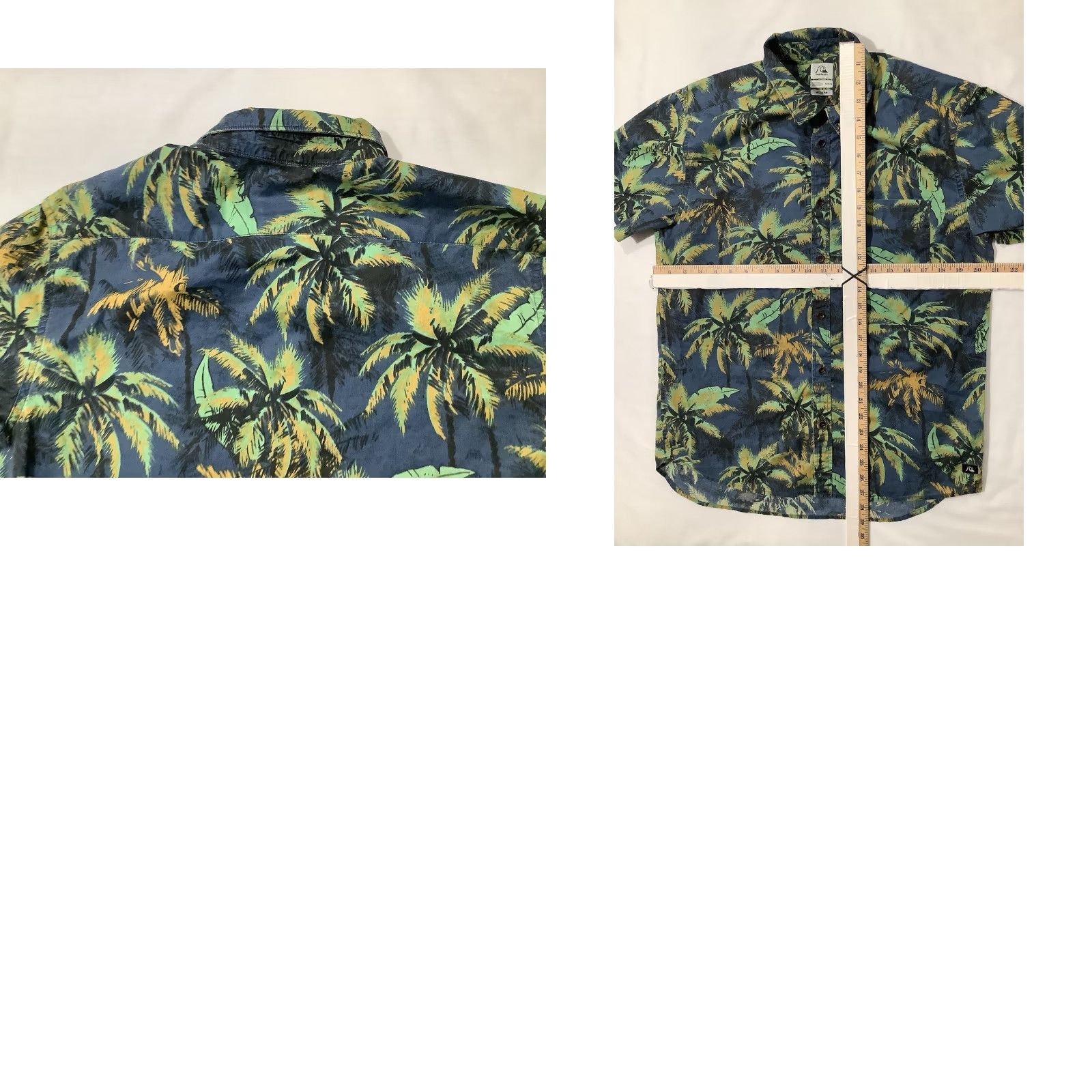 Quiksilver Quiksilver Shirt Mens Palm Tree Medium Hawai ian Modern Fit Button Up Short Sleeve Blue Cotton Spandex Size US M / EU 48-50 / 2 - 8 Thumbnail