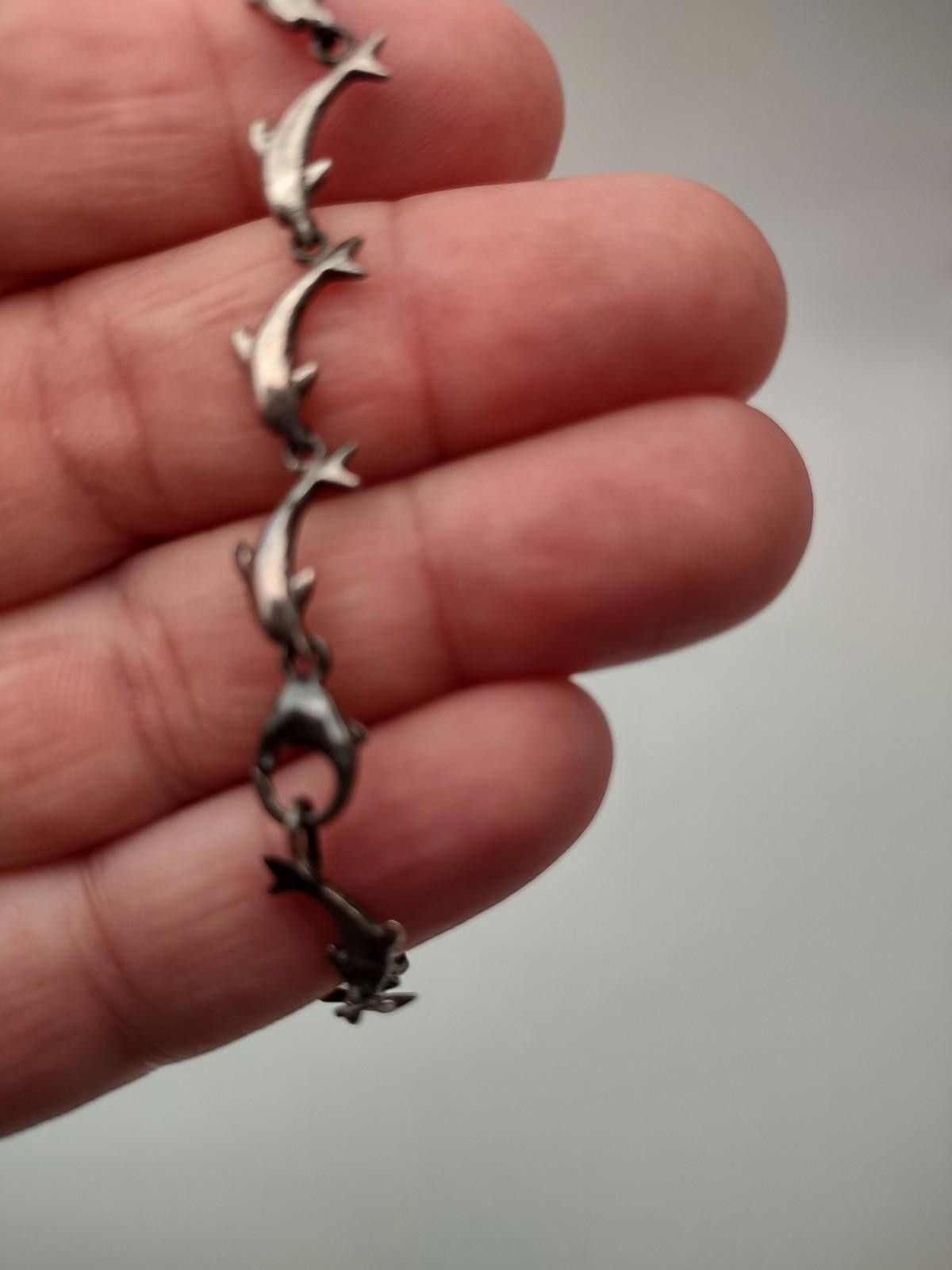 The Unbranded Brand Vtg 925 Sterling Silver Dolphin Link Bracelet 6.5" 6.2g Size ONE SIZE - 1 Thumbnail