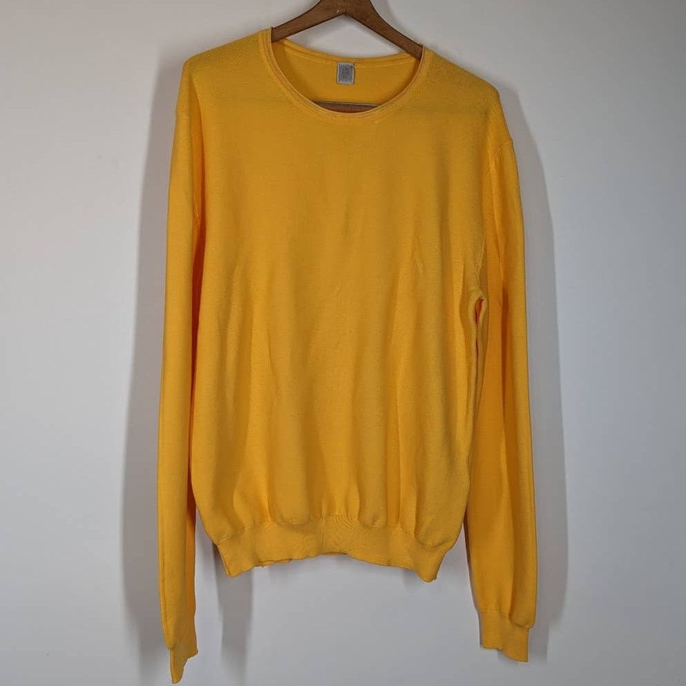 image of Eleventy Yellow 100% Cotton Crewneck Pullover Sweater Medium, Men's