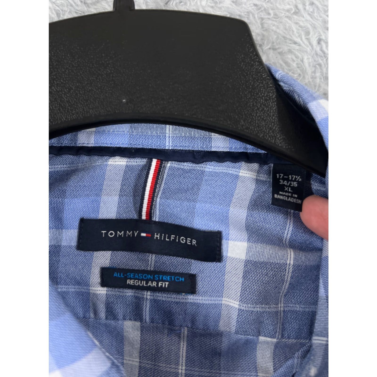 Tommy Hilfiger Tommy Hilfiger Shirt Adult Extra Large Blue Plaid Long Sleeve 17-17.5 34-35 Size US XL / EU 56 / 4 - 7 Thumbnail