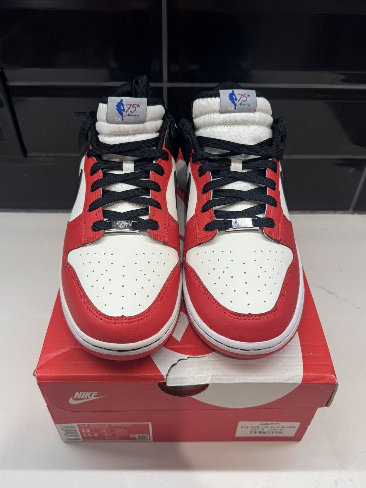 Nike Nike Dunk Low EMB Chicago Sneakers – Sail Black Chile Red 13 Size US 13 / EU 46 - 3 Thumbnail