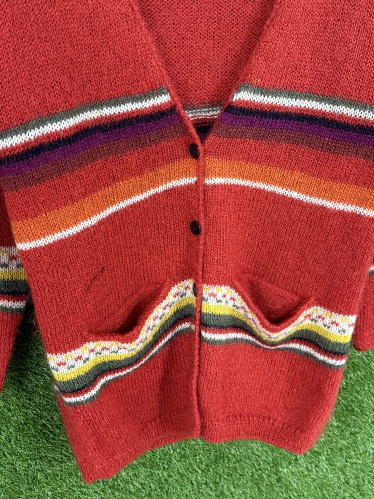 Vintage RARE Vintage Mohair Aztec Southwestern Stripe Cardigan Large Size L / US 10 / IT 46 - 8 Thumbnail